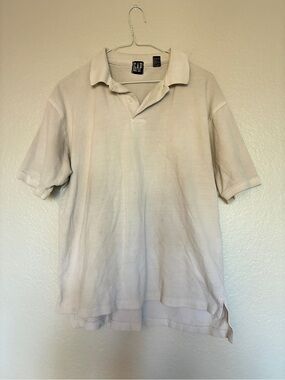 90s GAP Old Gap Men's Light Beige Polo Shirt 100% Cotton Size M Versatile Casual